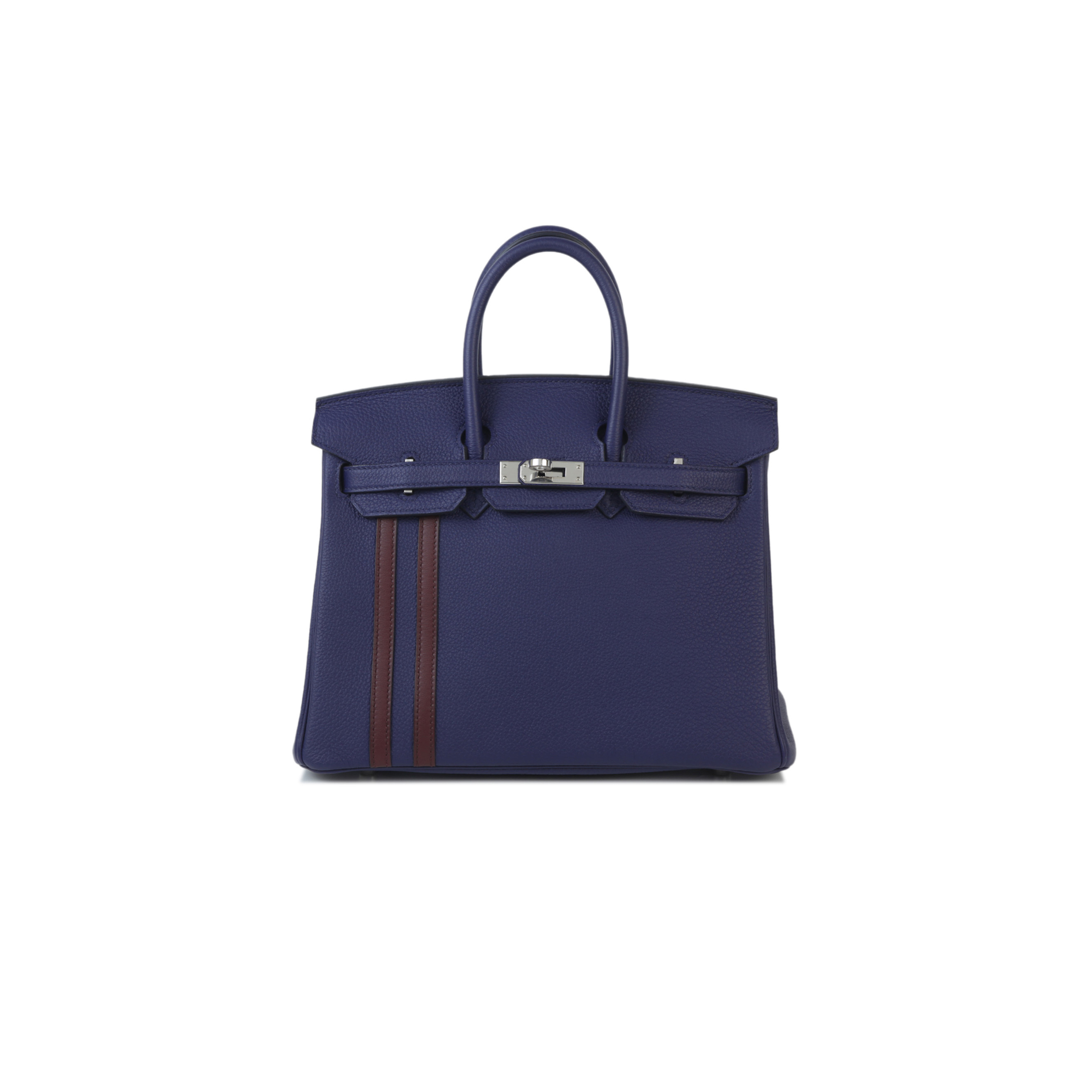 HERMÈS MASTER BIRKIN 25 OFFICIER 73 SAPPHIRE BLUE SILVER BUCKLE 3038857128 (25*20*13cm)